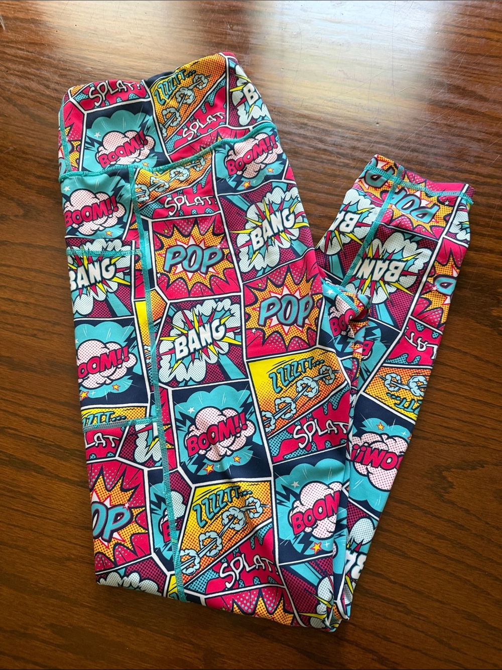 Constantly Varied Gear Women's Comic Pop Art Leggings - Teal, Pink, Yellow, Blue